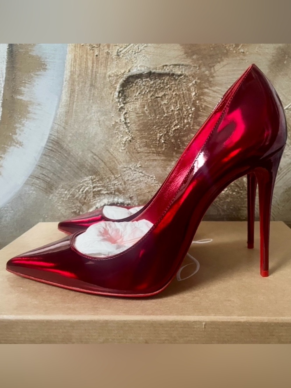 100% Authentic Christian Louboutin Kate 100 | Size 8 | Red Psychic